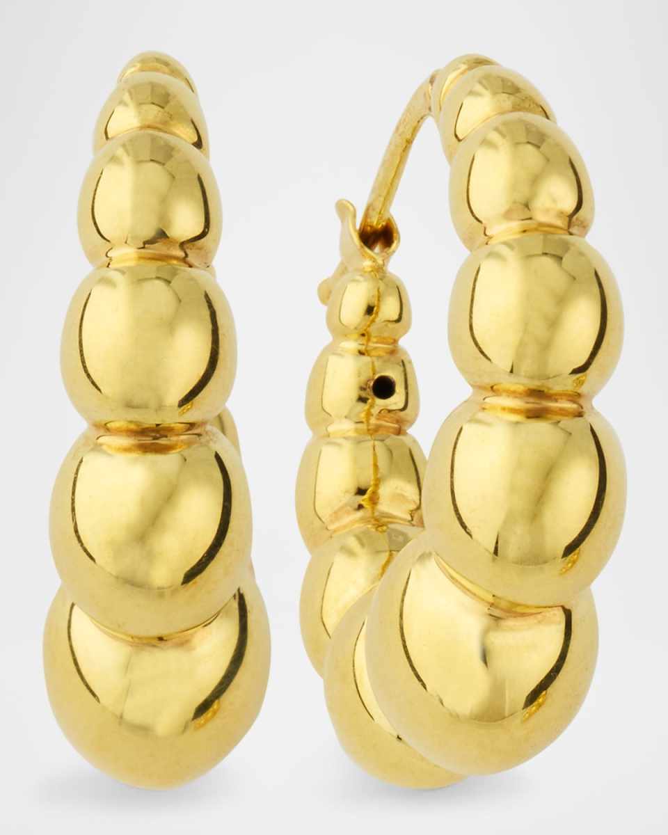 14K Yellow Gold Graduated Ball Hoop Earrings